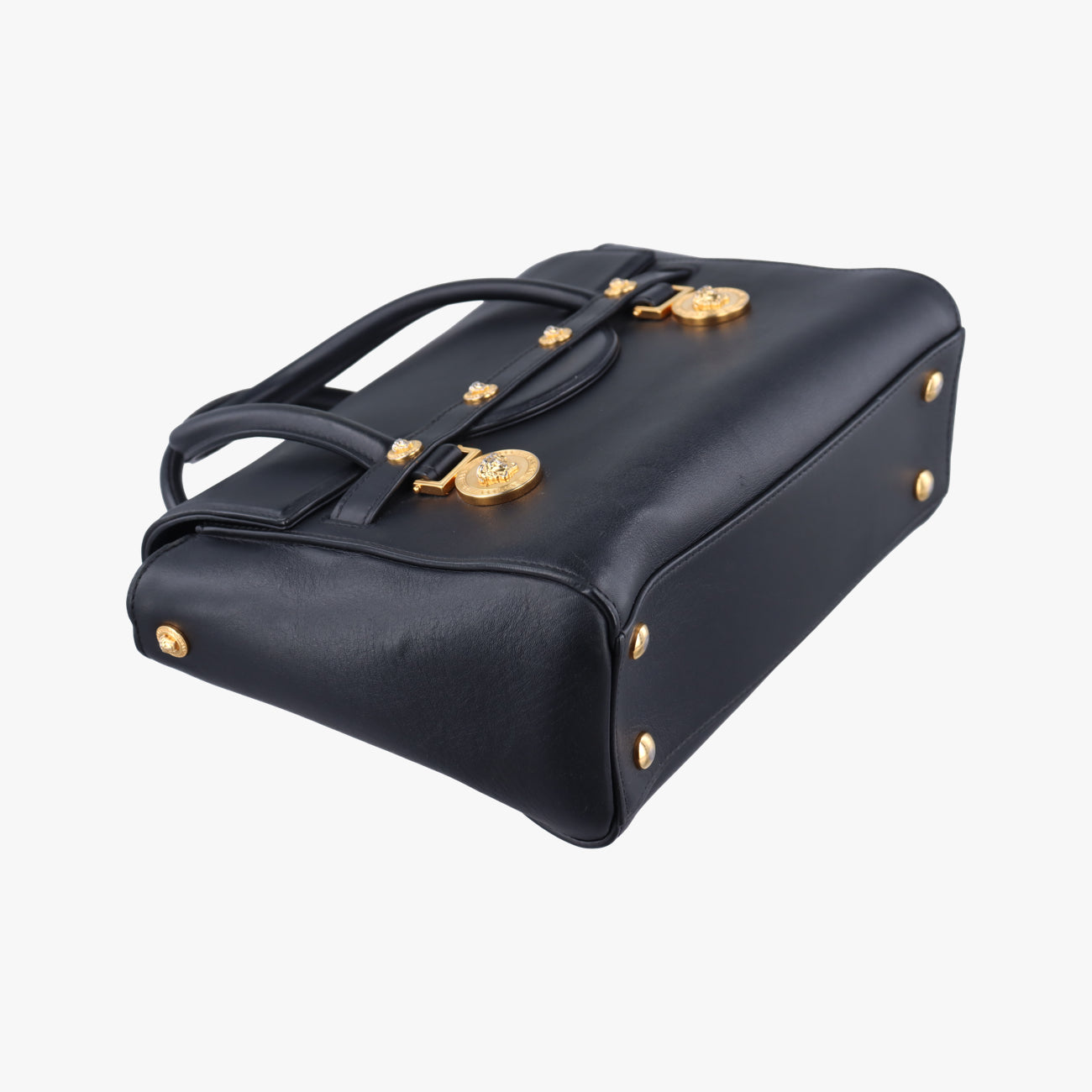 Pre-owned VERSACE SIGNATURE La Medusa Black Leather  shoulderbag | stylenewstar