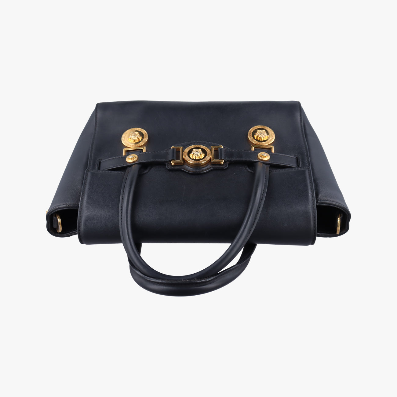 Pre-owned VERSACE SIGNATURE La Medusa Black Leather  shoulderbag | stylenewstar