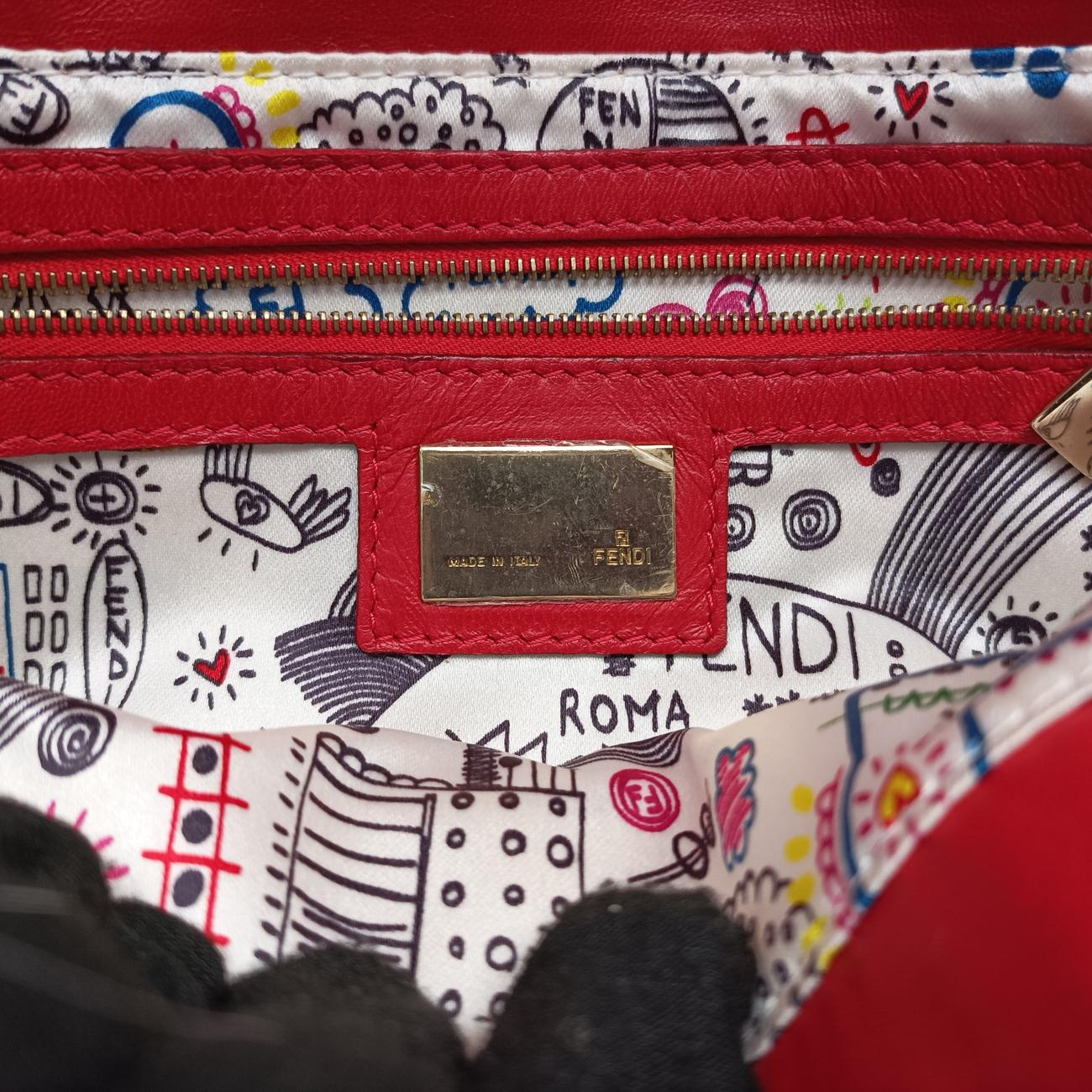 Pre-owned Fendi Baguette Red lambskin 8BR600 shoulderbag | stylenewstar