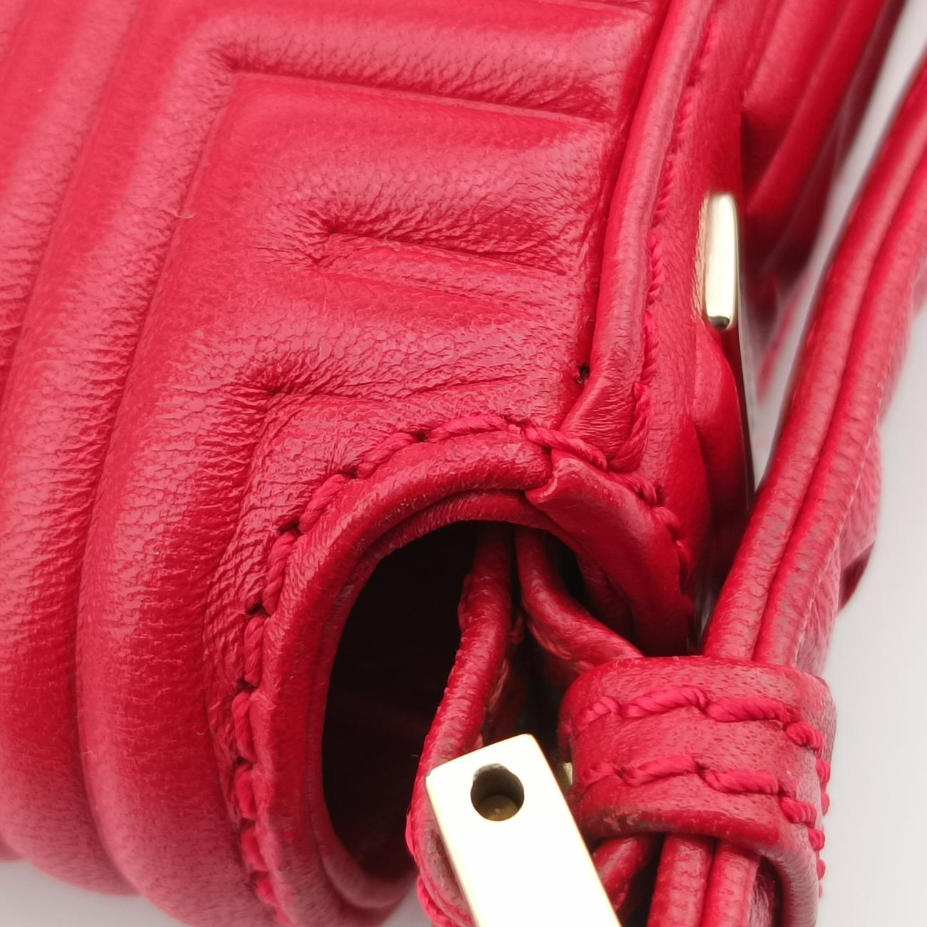 Pre-owned Fendi Baguette Red lambskin 8BR600 shoulderbag | stylenewstar