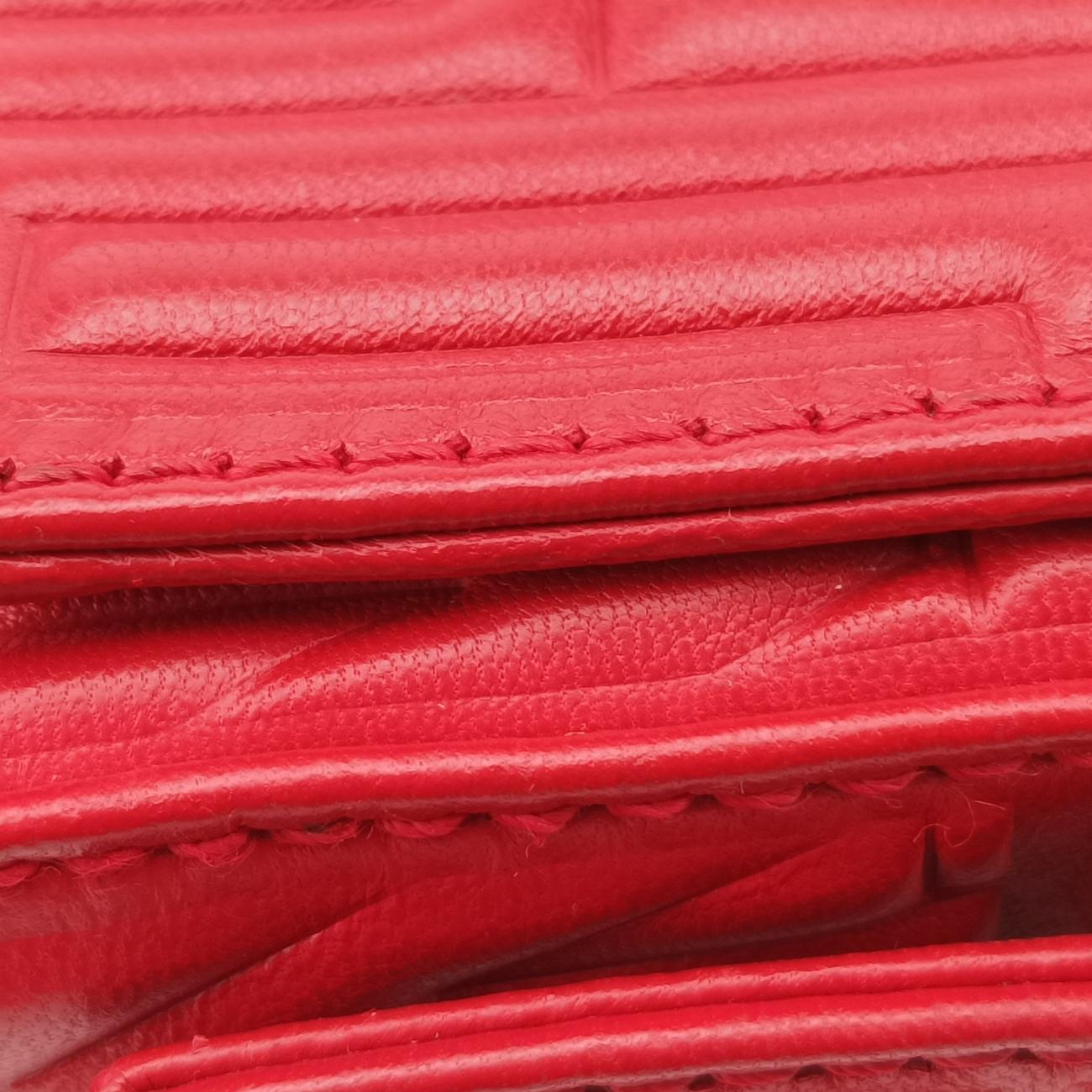 Pre-owned Fendi Baguette Red lambskin 8BR600 shoulderbag | stylenewstar