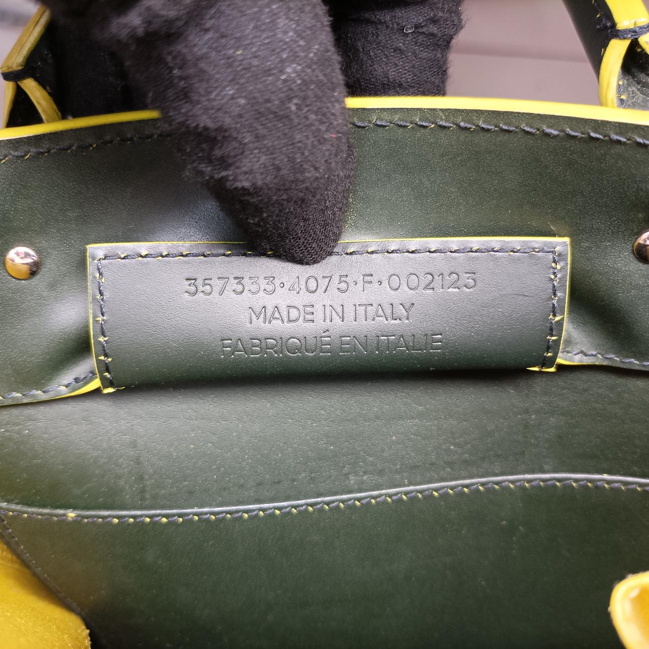 Pre-owned Balenciaga Paper A6 Tote Green×Yellow Leather  handbag | stylenewstar