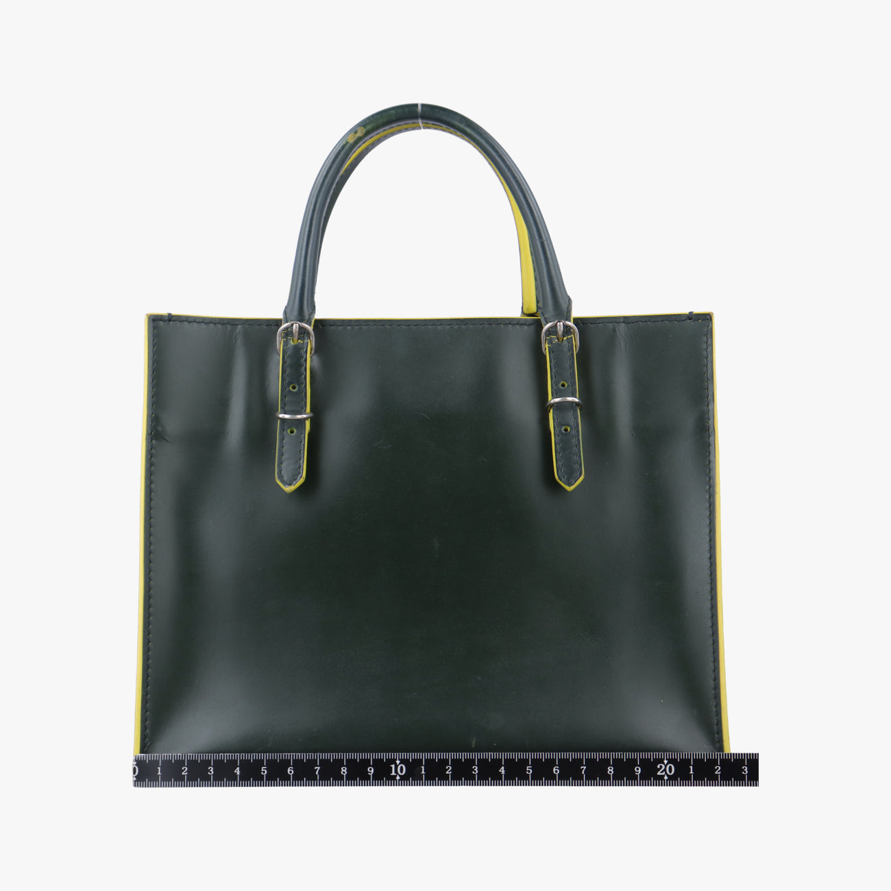 Pre-owned Balenciaga Paper A6 Tote Green×Yellow Leather  handbag | stylenewstar