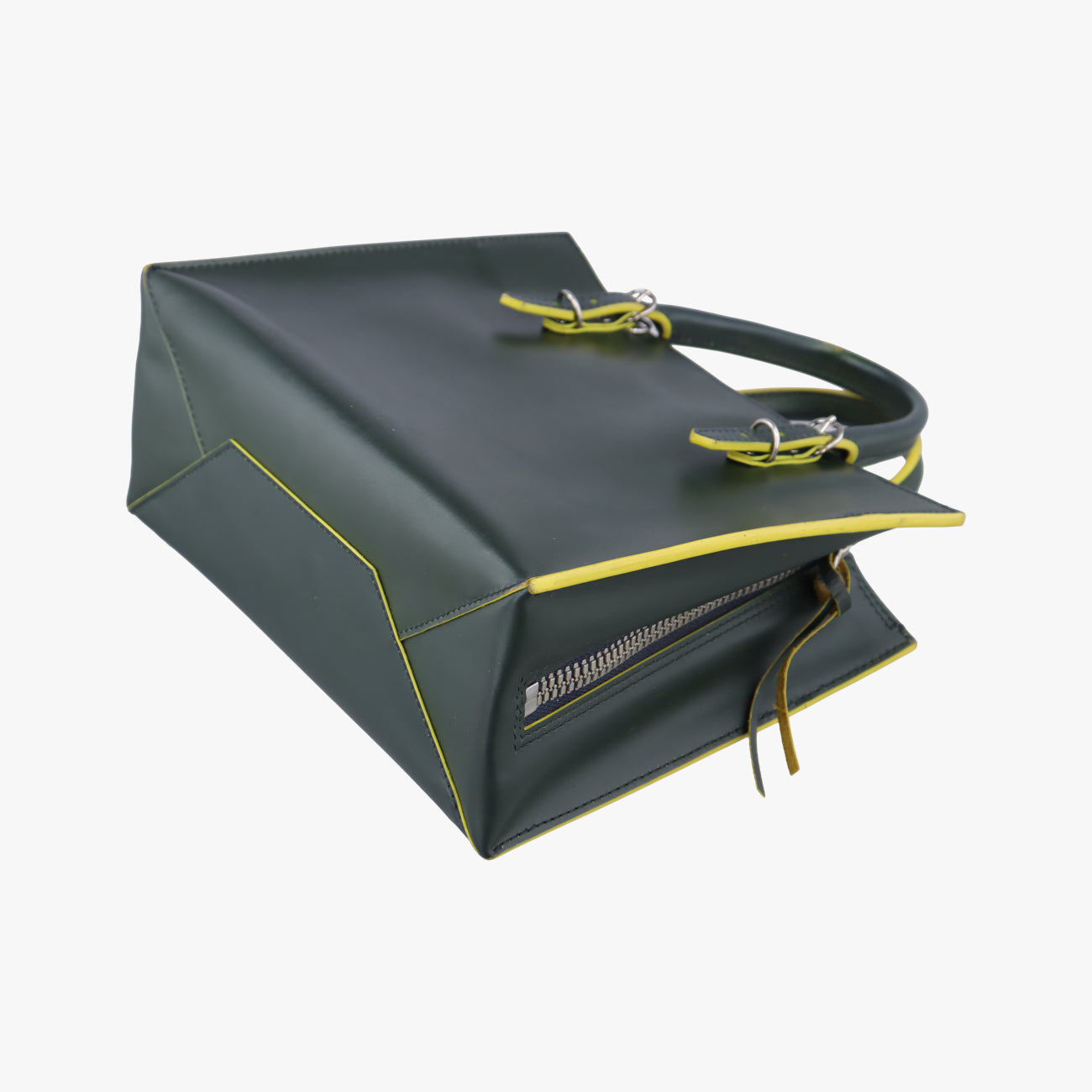 Pre-owned Balenciaga Paper A6 Tote Green×Yellow Leather  handbag | stylenewstar