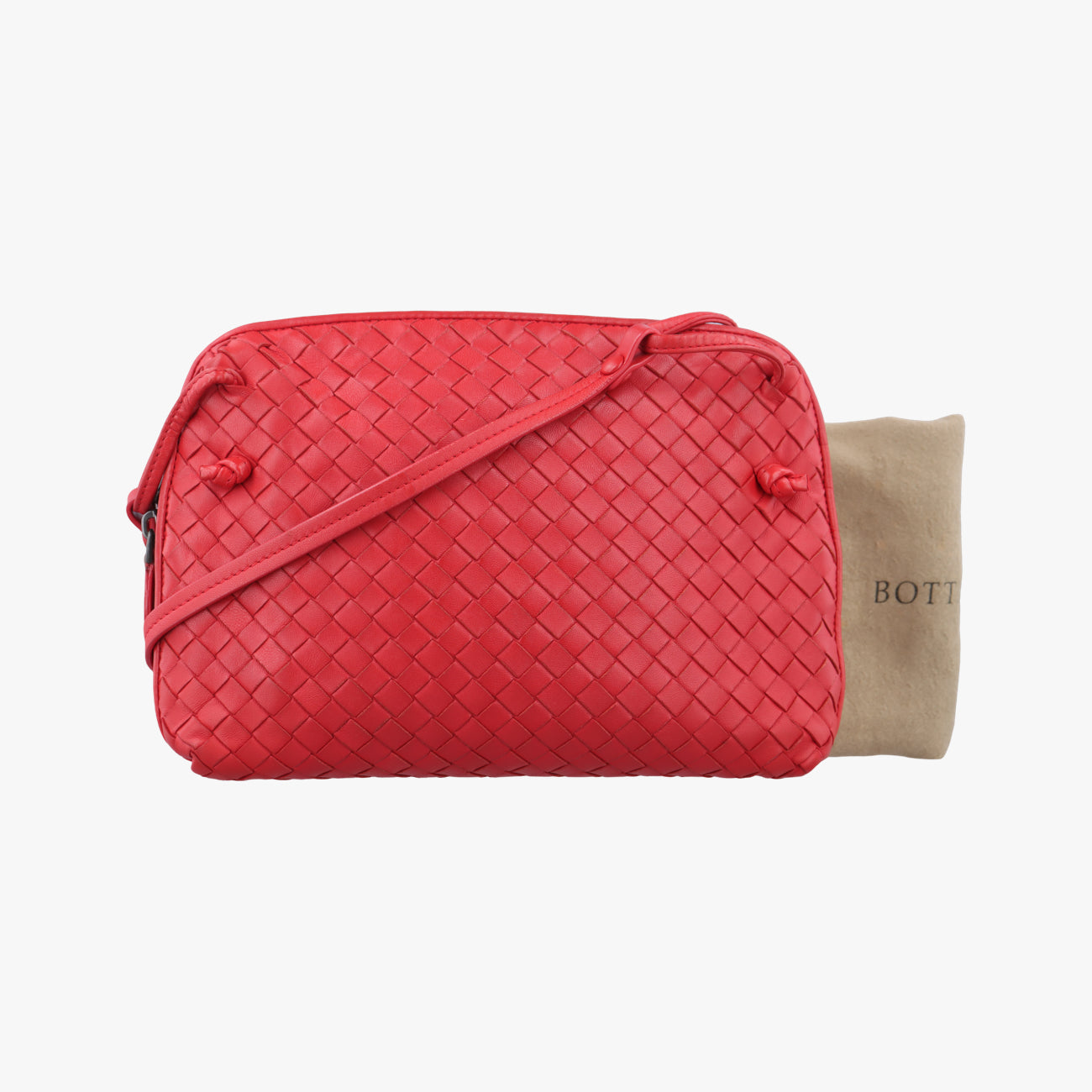 Pre-owned Bottega Veneta NODINI Intrecciato Red lambskin  shoulderbag | stylenewstar