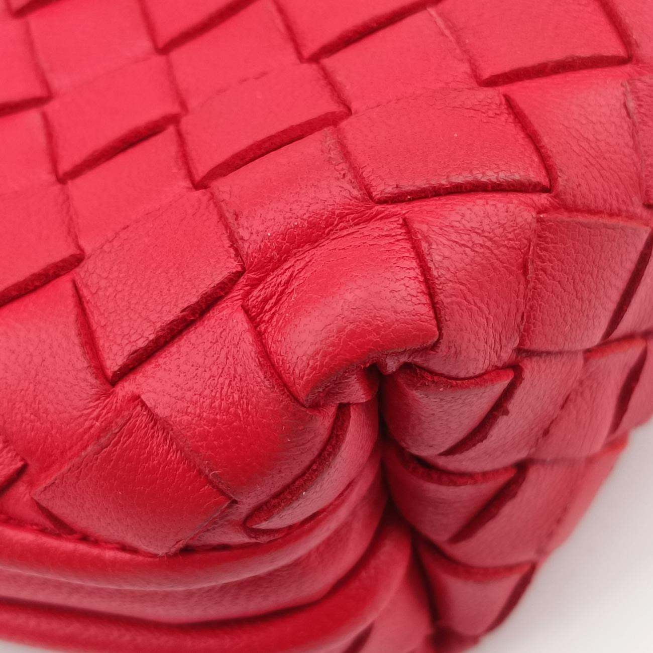 Pre-owned Bottega Veneta NODINI Intrecciato Red lambskin  shoulderbag | stylenewstar