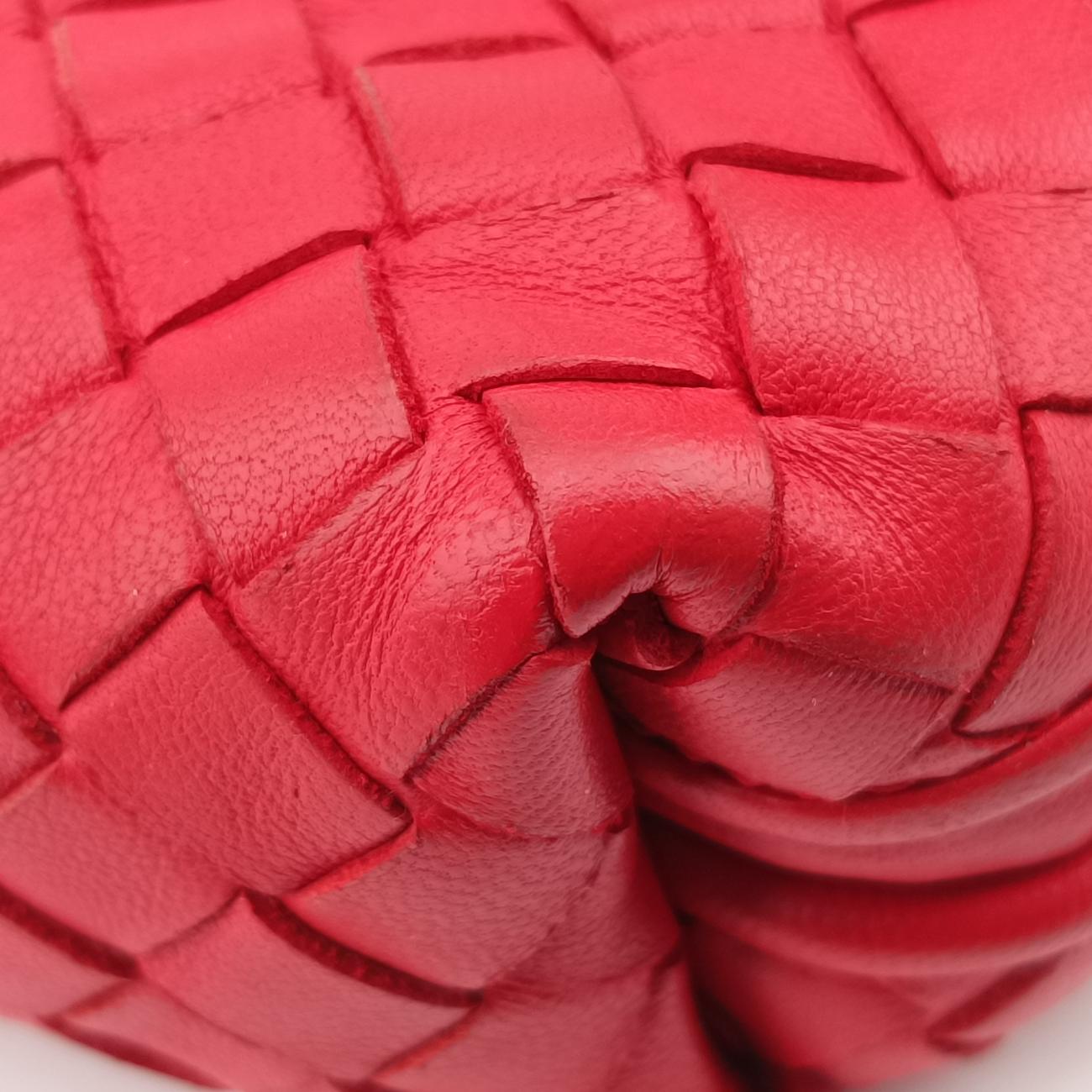 Pre-owned Bottega Veneta NODINI Intrecciato Red lambskin  shoulderbag | stylenewstar