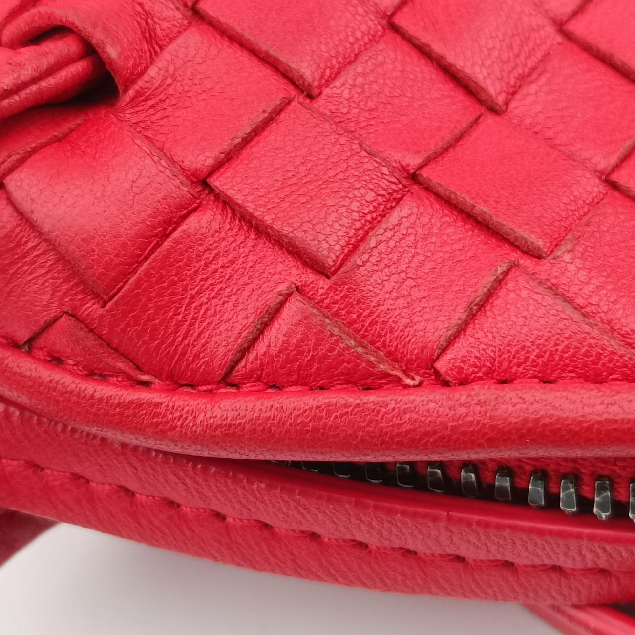 Pre-owned Bottega Veneta NODINI Intrecciato Red lambskin  shoulderbag | stylenewstar