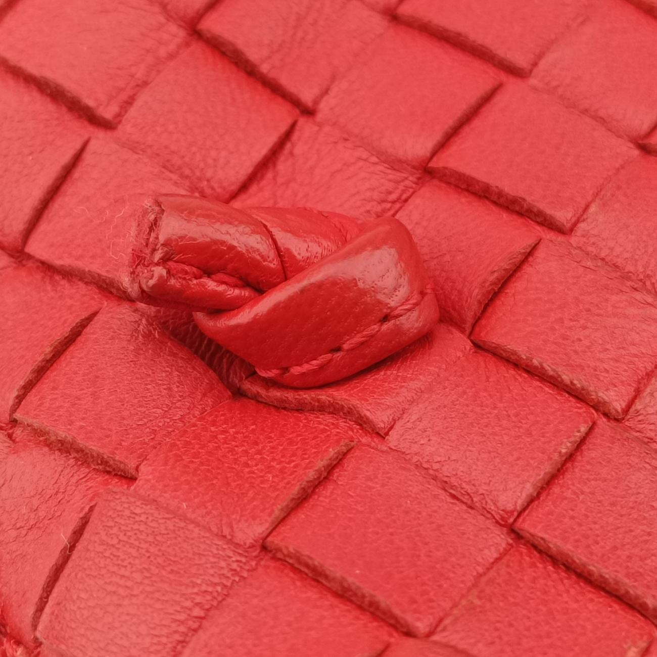 Pre-owned Bottega Veneta NODINI Intrecciato Red lambskin  shoulderbag | stylenewstar