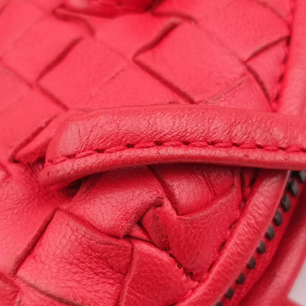 Pre-owned Bottega Veneta NODINI Intrecciato Red lambskin  shoulderbag | stylenewstar