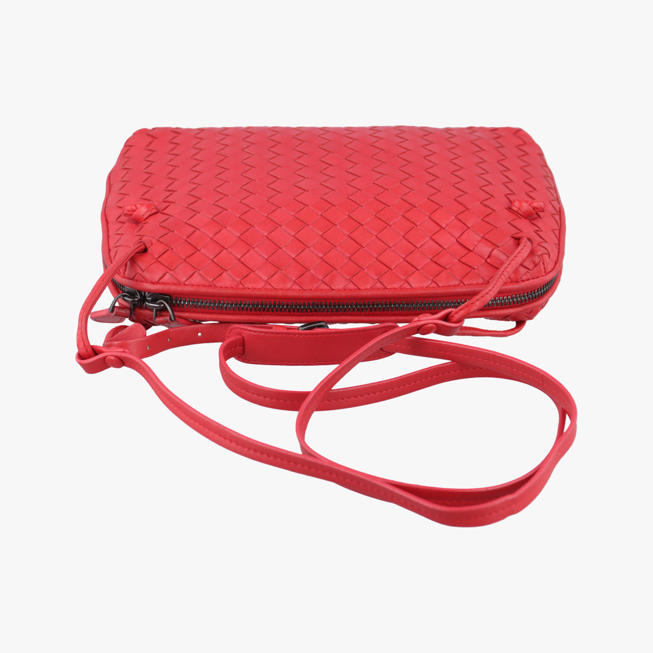 Pre-owned Bottega Veneta NODINI Intrecciato Red lambskin  shoulderbag | stylenewstar