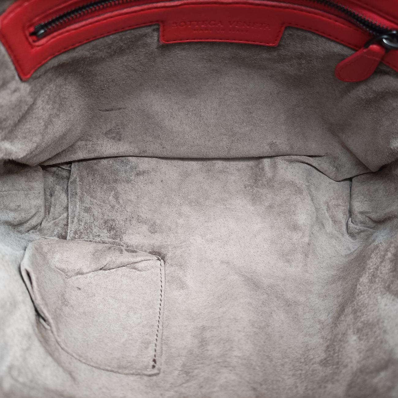 Pre-owned Bottega Veneta NODINI Intrecciato Red lambskin  shoulderbag | stylenewstar