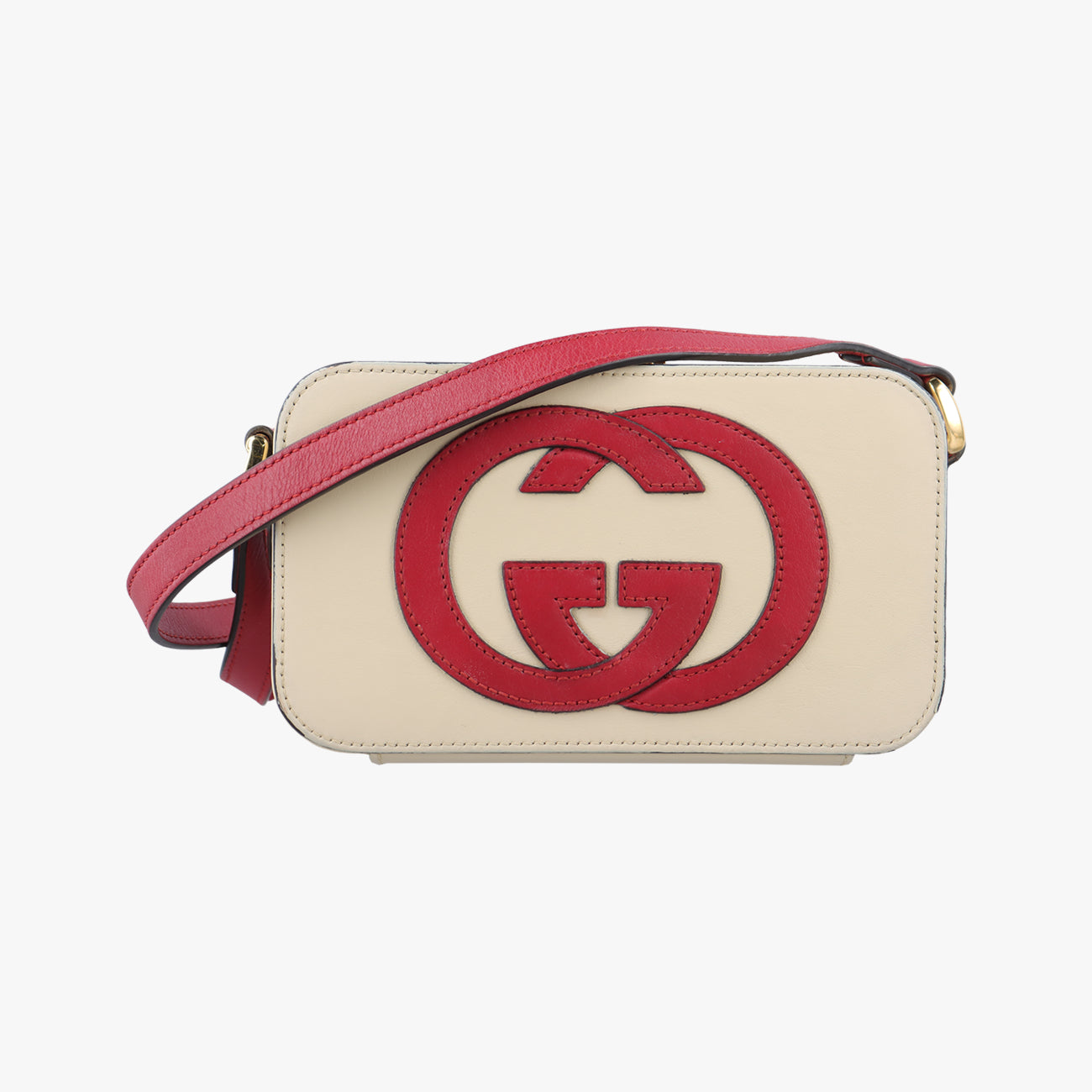 Pre-owned Gucci Interlocking G White×red Leather 658230 shoulderbag | stylenewstar
