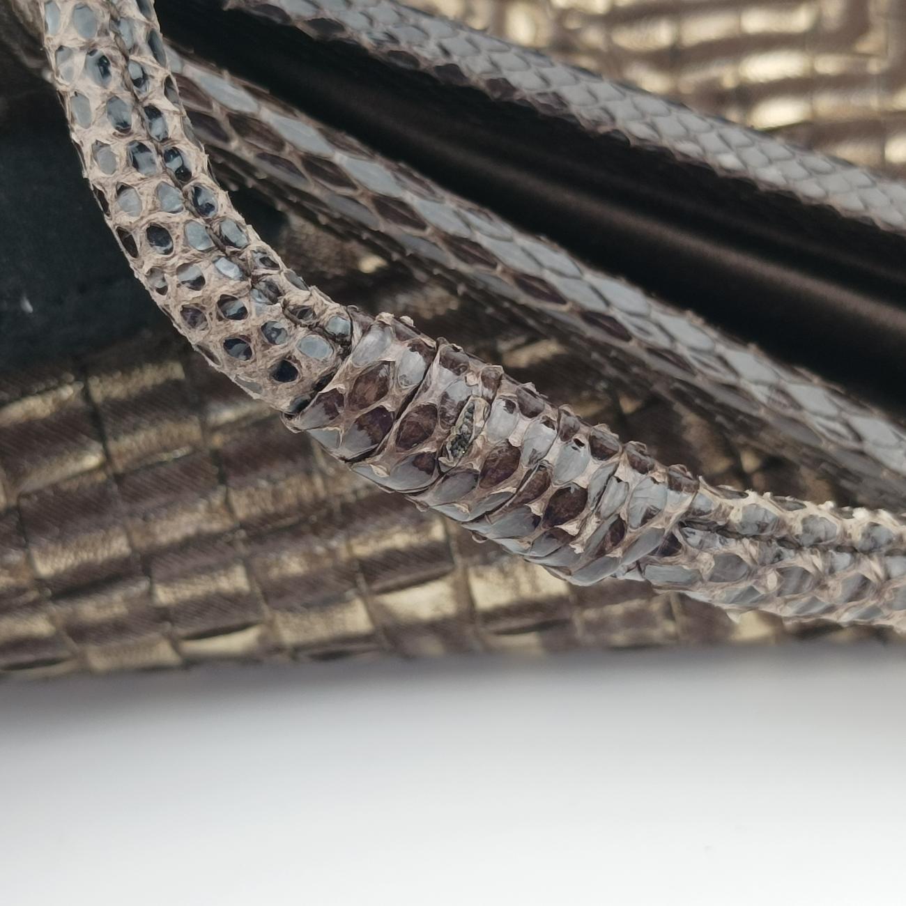 Vintage Bottega Veneta intrecciato Multicolour Snakeskin x Canvas  shoulderbag | stylenewstar