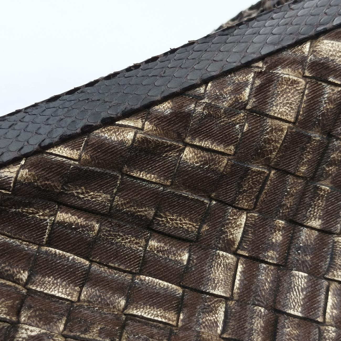 Vintage Bottega Veneta intrecciato Multicolour Snakeskin x Canvas  shoulderbag | stylenewstar