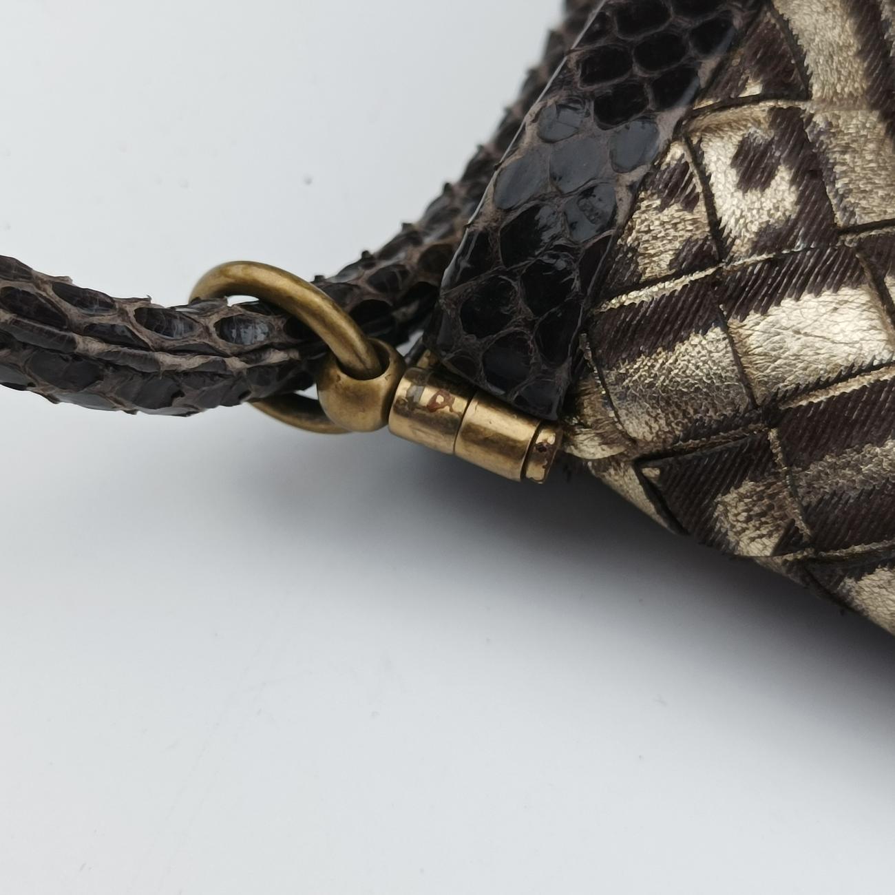 Vintage Bottega Veneta intrecciato Multicolour Snakeskin x Canvas  shoulderbag | stylenewstar