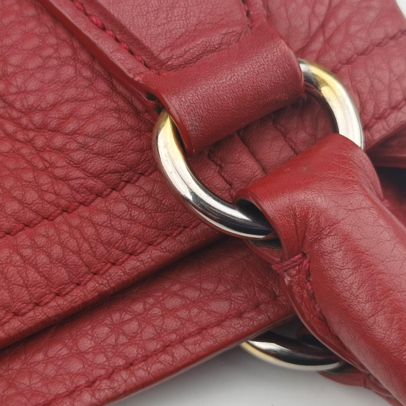 Pre-owned Prada Triangle logo Red Leather B2343M shoulderbag | stylenewstar