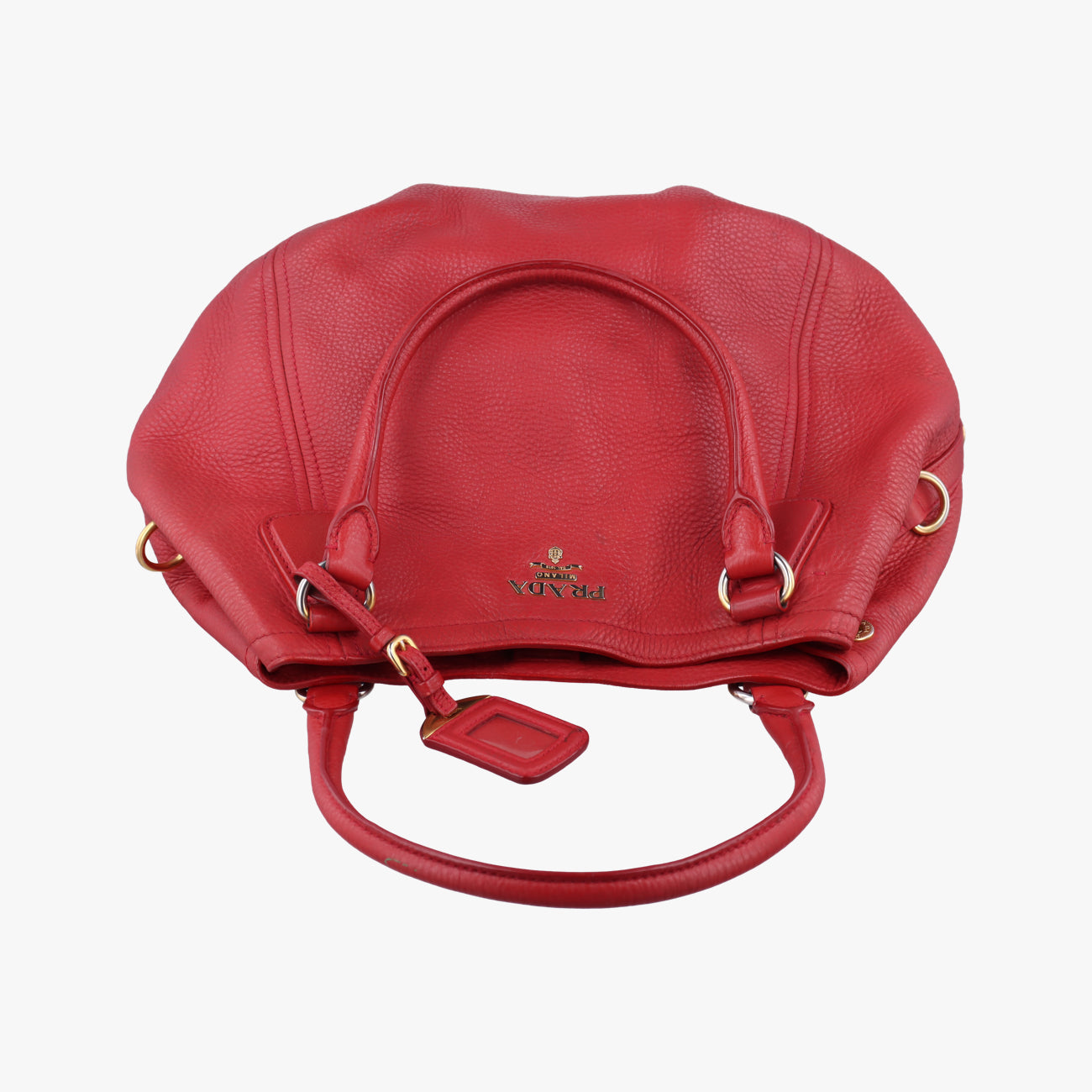 Pre-owned Prada Triangle logo Red Leather B2343M shoulderbag | stylenewstar