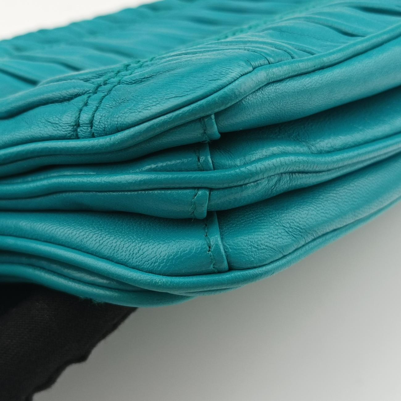 Pre-owned Prada Nappa Gaufre Nero Handbag Blue Nappa Leather  shoulderbag | stylenewstar