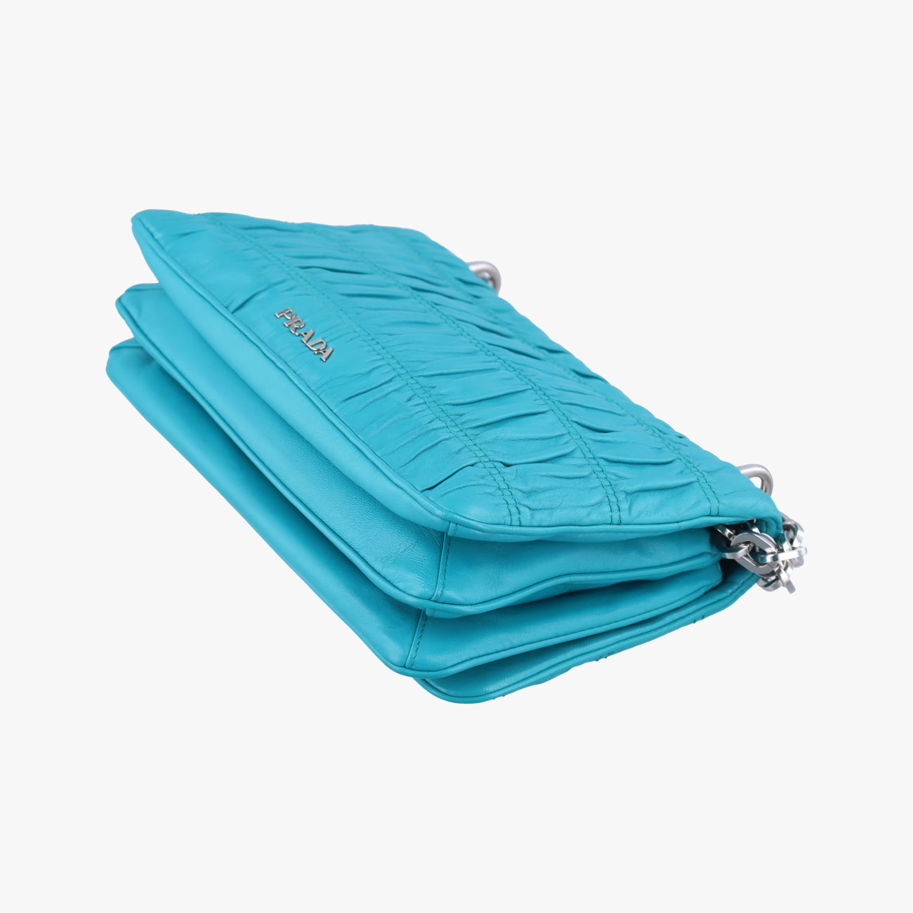 Pre-owned Prada Nappa Gaufre Nero Handbag Blue Nappa Leather  shoulderbag | stylenewstar