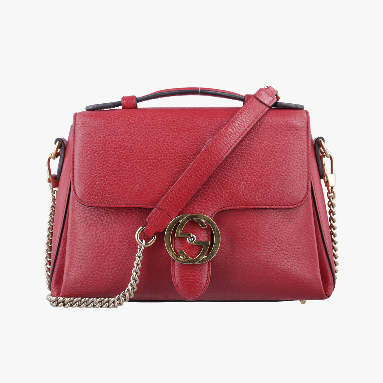 Pre-owned Gucci Interlocking G Red Leather 510302 shoulderbag | stylenewstar