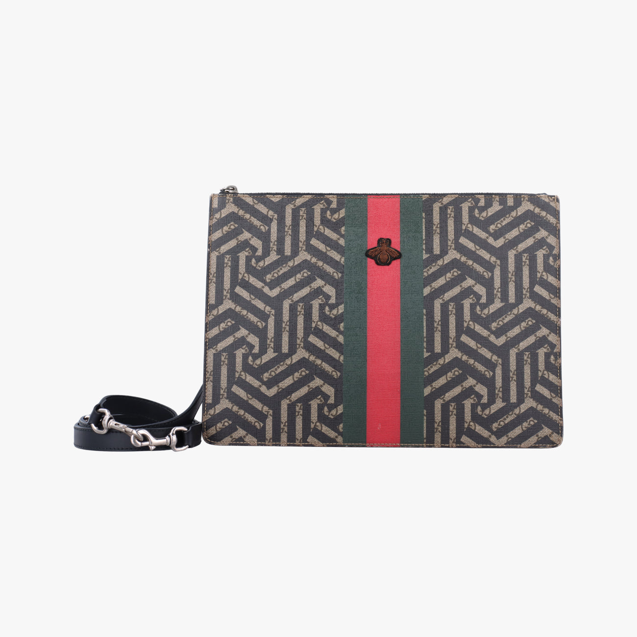 Pre-owned Gucci GG Caleido bee Web Multicolour PVC coated canvas 429004 shoulderbag | stylenewstar