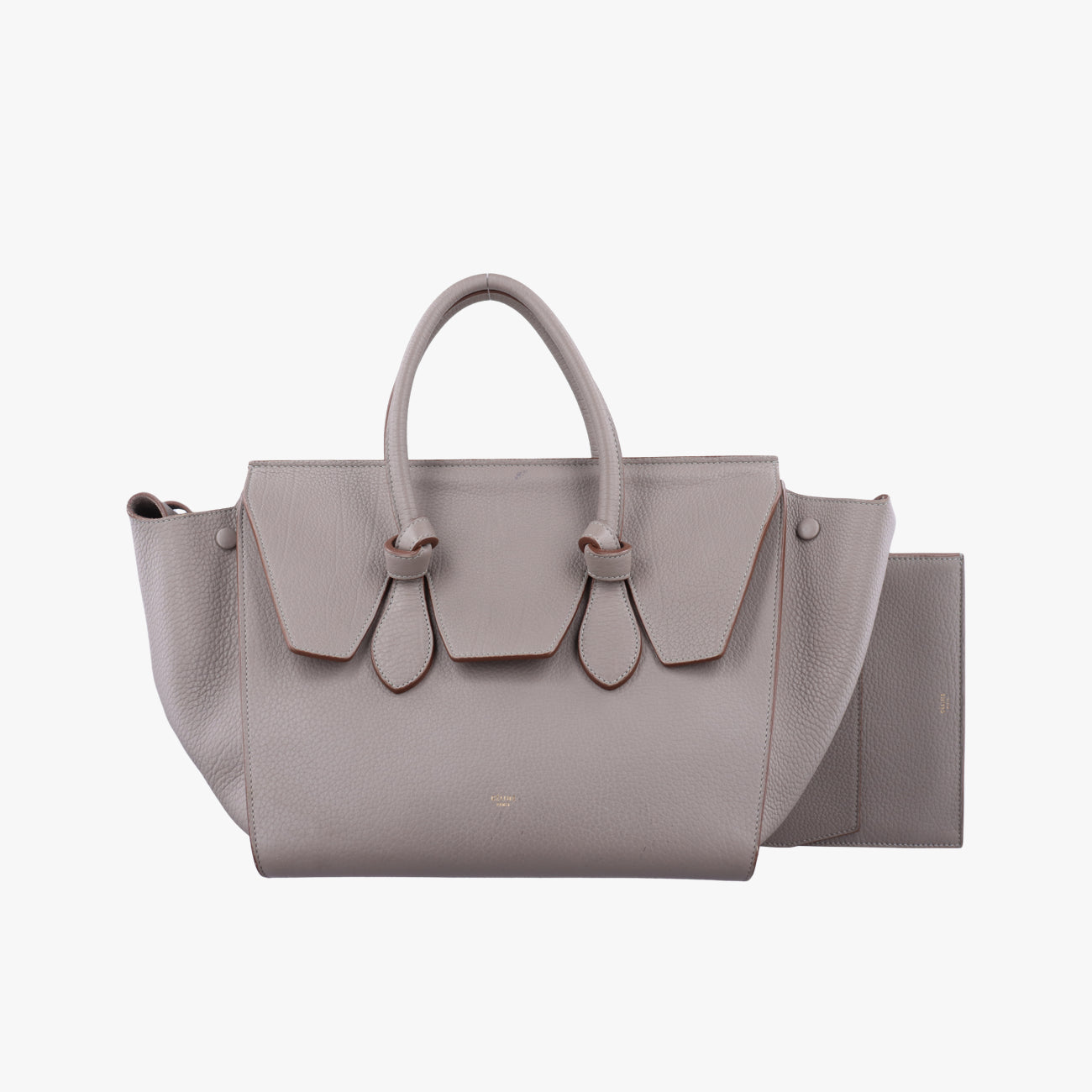Pre-owned Celine TIE Grey Leather  handbag | stylenewstar
