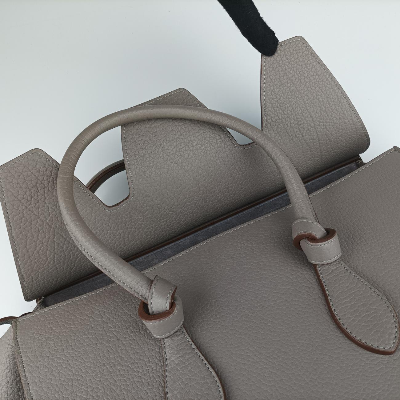 Pre-owned Celine TIE Grey Leather  handbag | stylenewstar