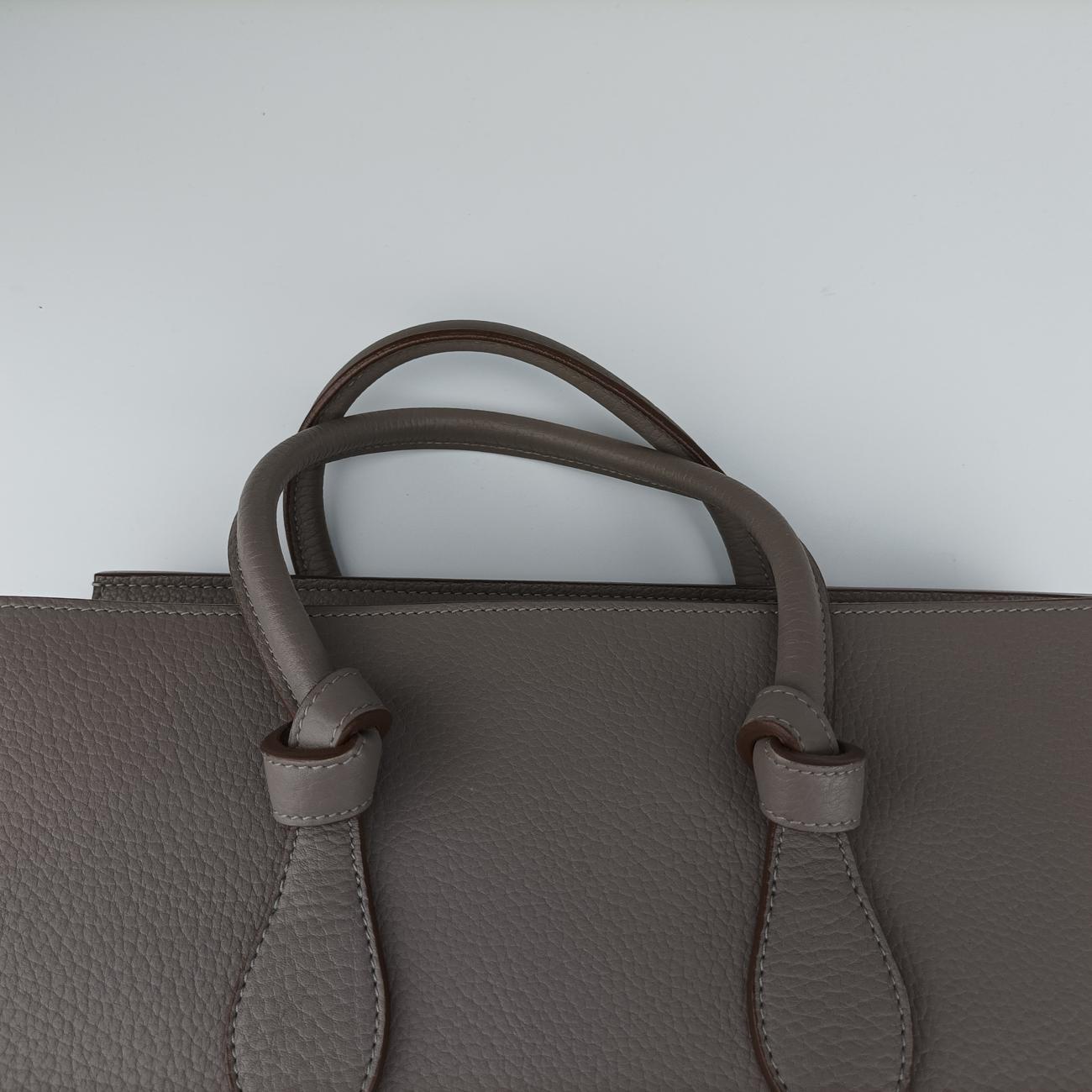 Pre-owned Celine TIE Grey Leather  handbag | stylenewstar