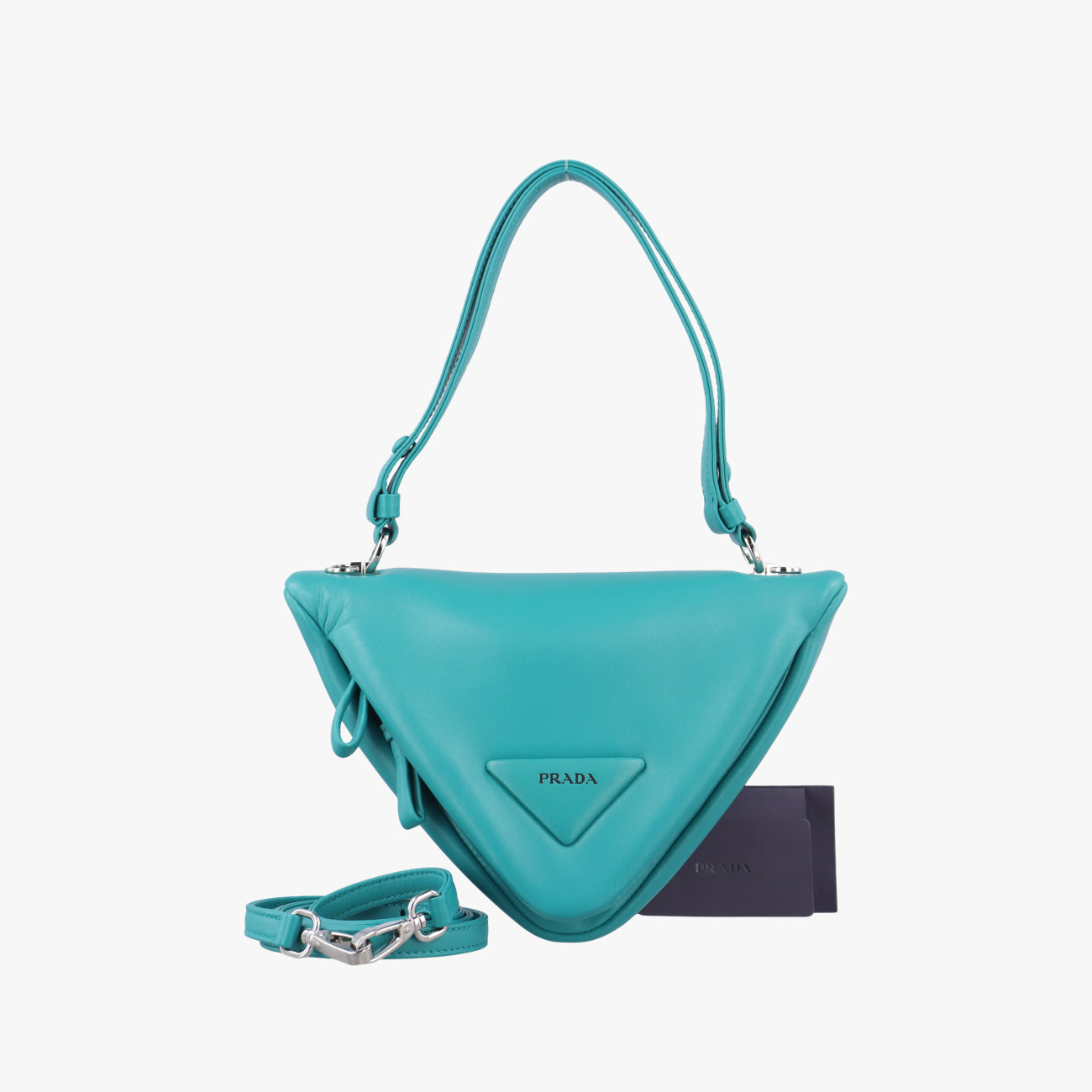 Pre-owned Prada Padded Nappa triangle Green lambskin 1BA315 shoulderbag | stylenewstar
