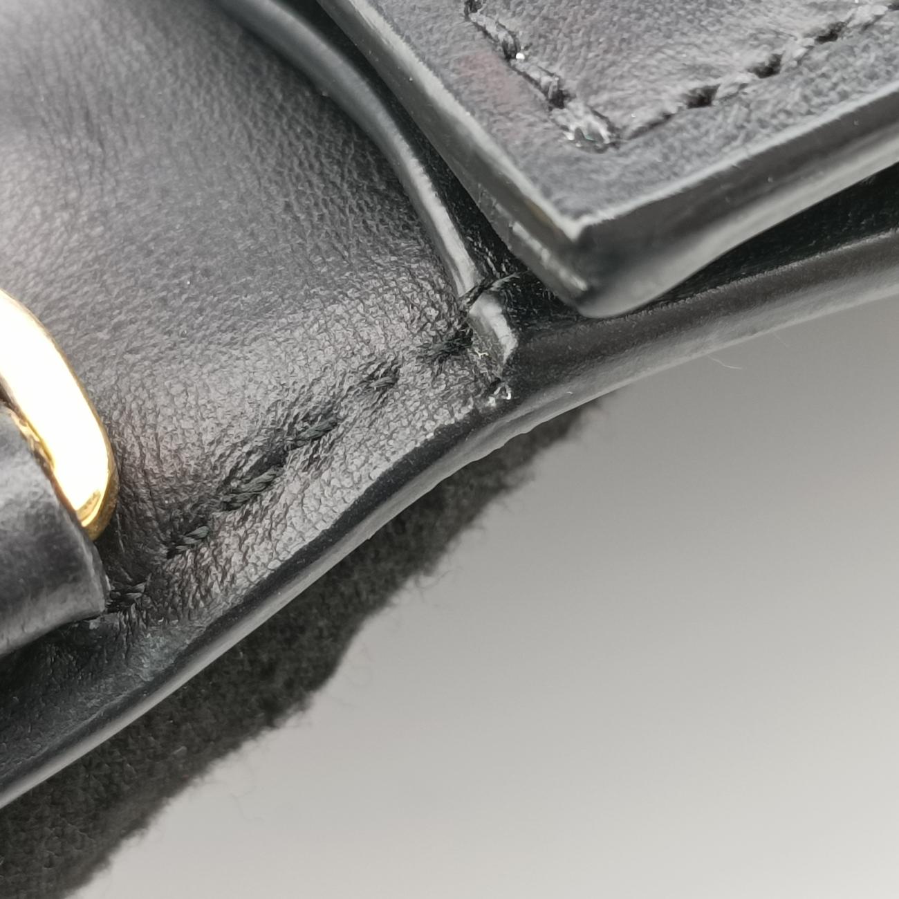 Pre-owned Prada Plex Ribbon black×green×grey Leather 1BD067 shoulderbag | stylenewstar