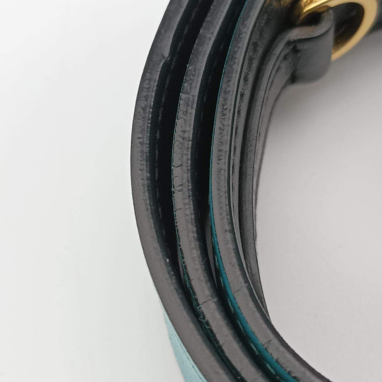 Pre-owned Prada Plex Ribbon black×green×grey Leather 1BD067 shoulderbag | stylenewstar