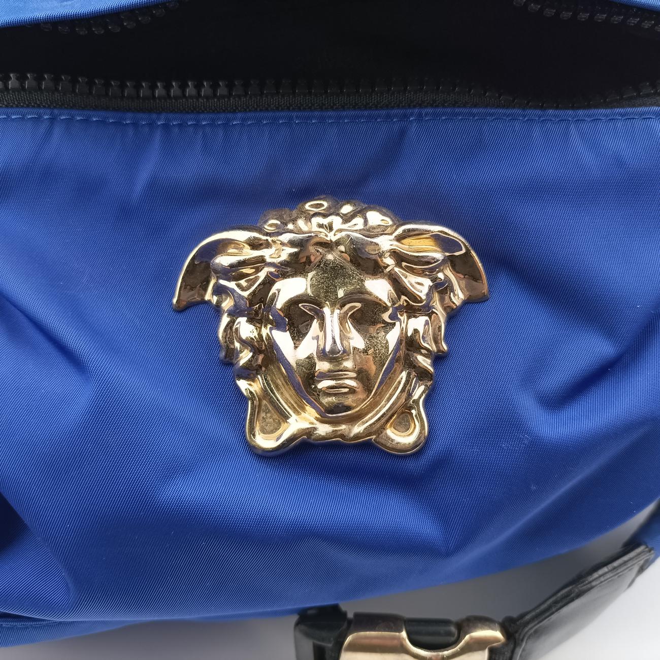 Secondhand VERSACE La Medusa Blue nylon  backpack/rucksack | stylenewstar