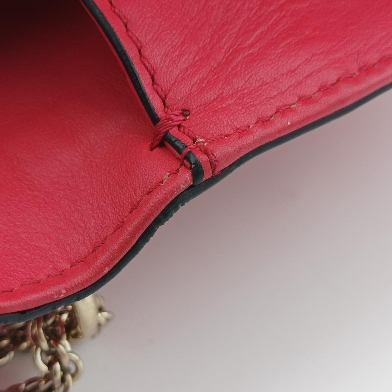 Pre-owned Valentino Rockstud Glam Lock Red Leather  shoulderbag | stylenewstar