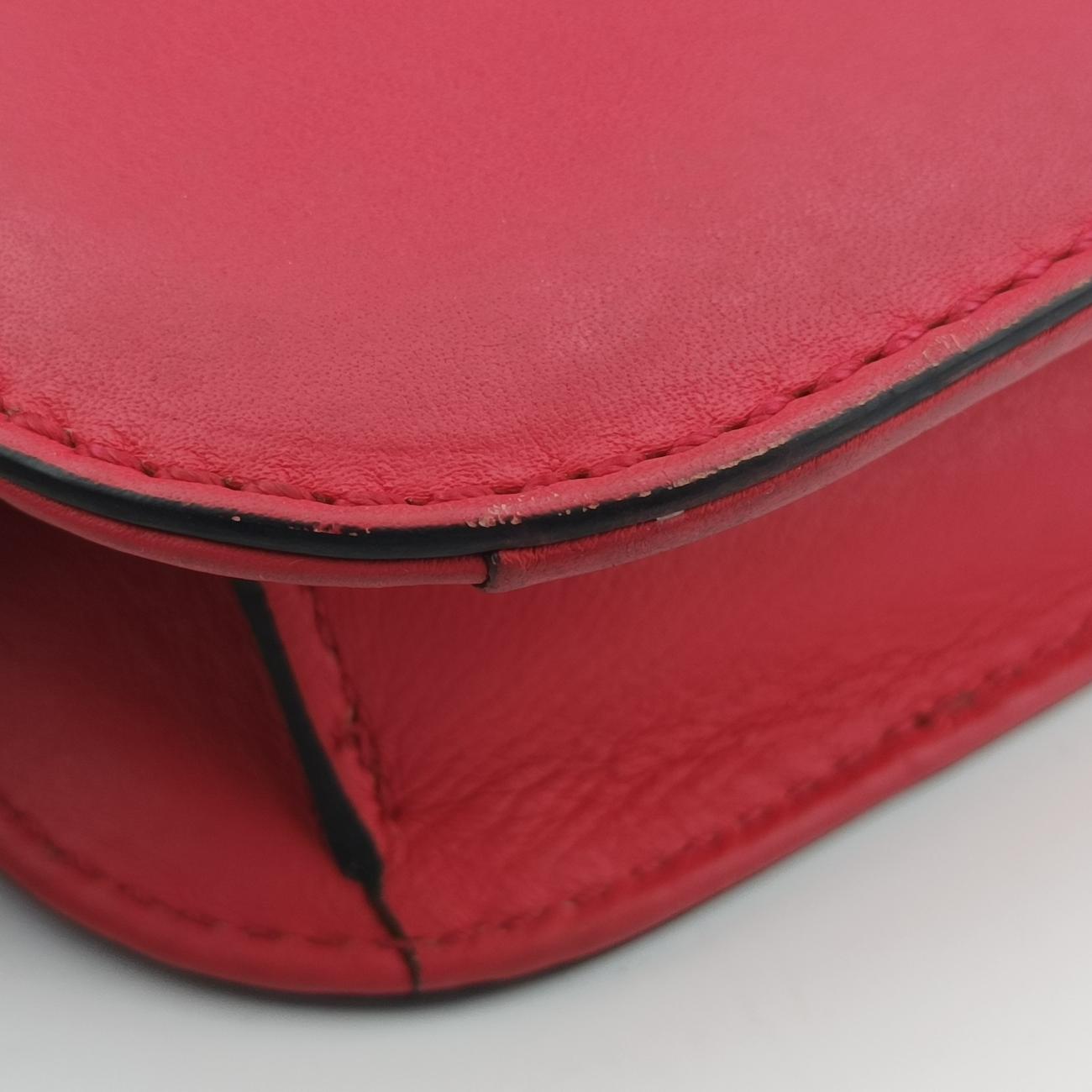 Pre-owned Valentino Rockstud Glam Lock Red Leather  shoulderbag | stylenewstar