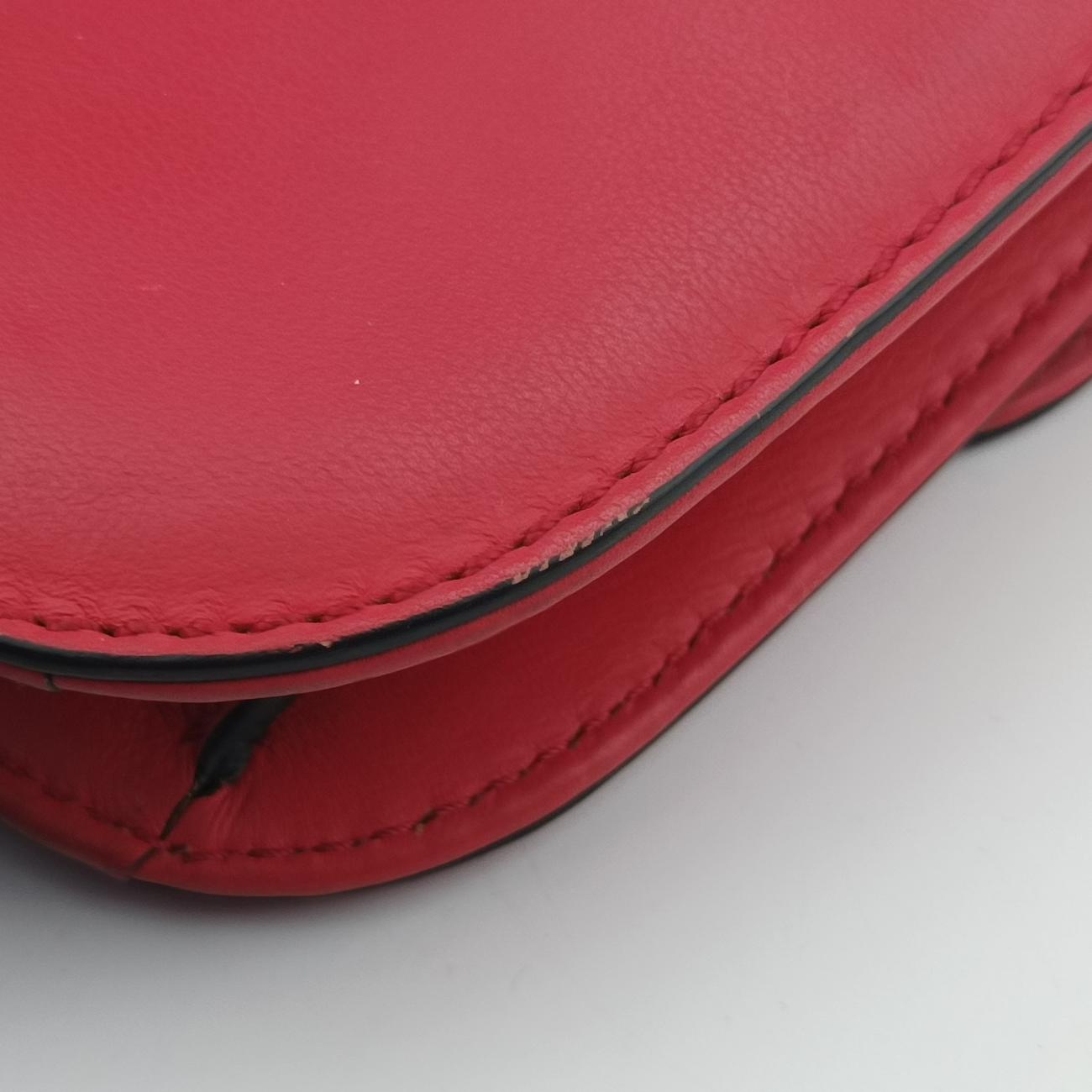 Pre-owned Valentino Rockstud Glam Lock Red Leather  shoulderbag | stylenewstar