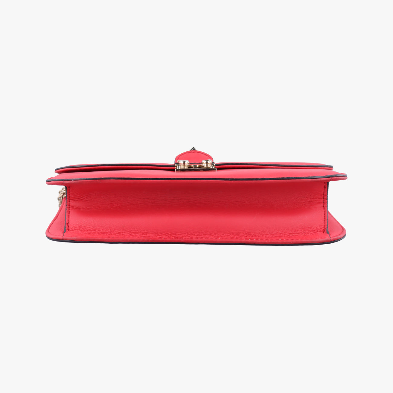 Pre-owned Valentino Rockstud Glam Lock Red Leather  shoulderbag | stylenewstar