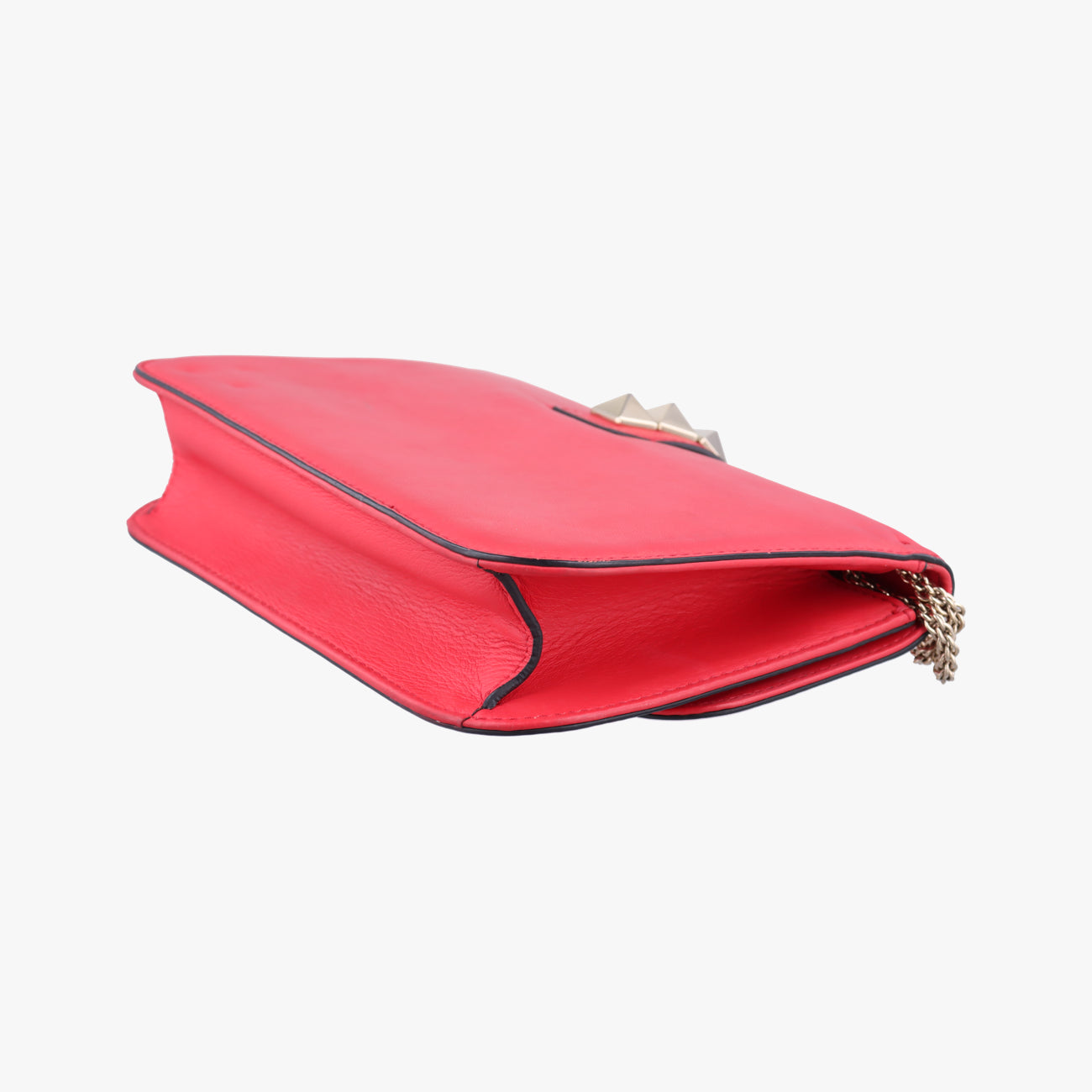 Pre-owned Valentino Rockstud Glam Lock Red Leather  shoulderbag | stylenewstar