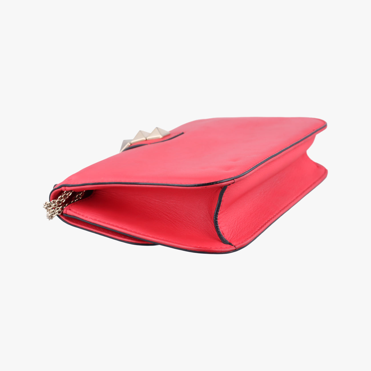 Pre-owned Valentino Rockstud Glam Lock Red Leather  shoulderbag | stylenewstar