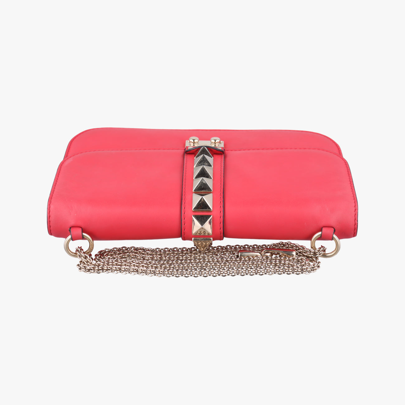 Pre-owned Valentino Rockstud Glam Lock Red Leather  shoulderbag | stylenewstar