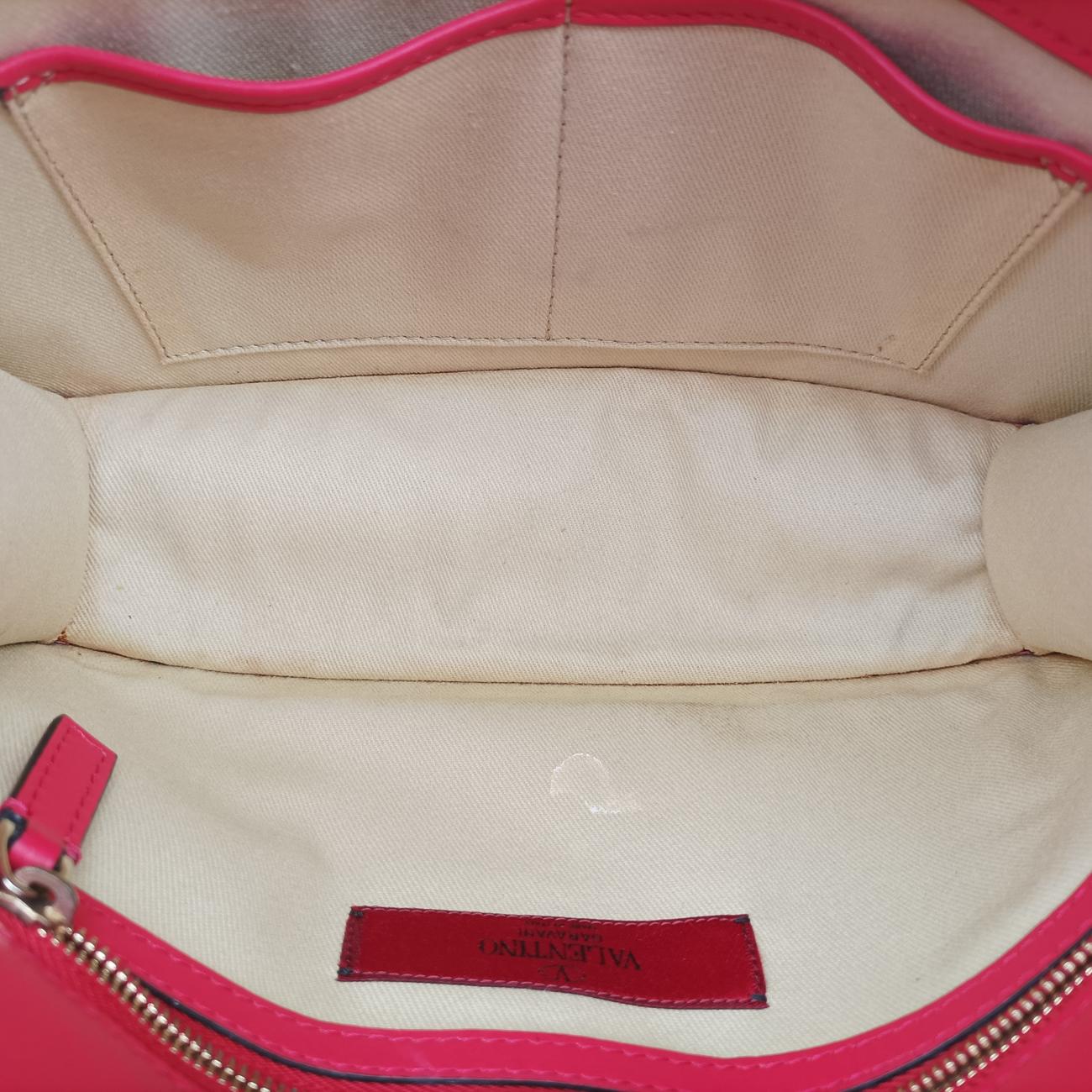 Pre-owned Valentino Rockstud Glam Lock Red Leather  shoulderbag | stylenewstar