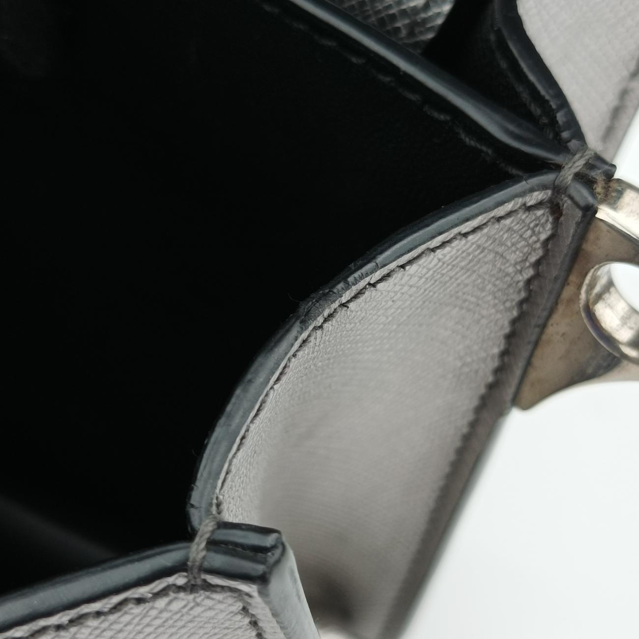 Pre-owned Prada Sound Lock Silver SAFFIANO Leather BT1037 shoulderbag | stylenewstar