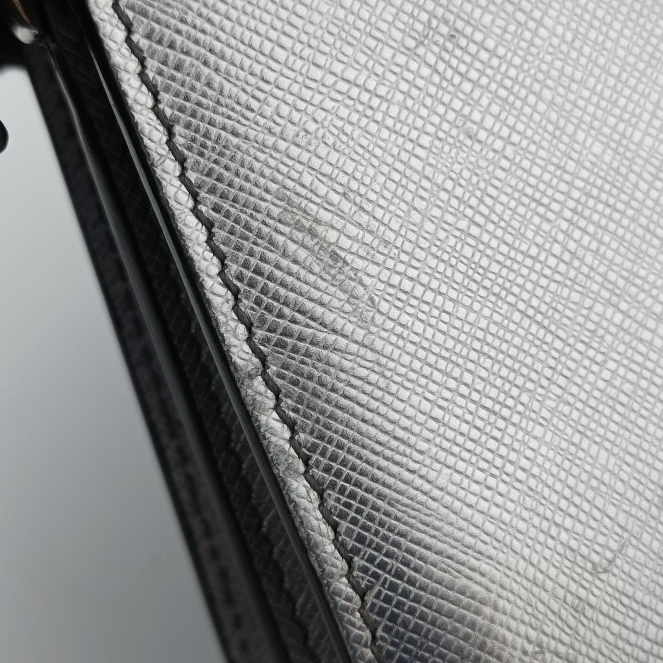 Pre-owned Prada Sound Lock Silver SAFFIANO Leather BT1037 shoulderbag | stylenewstar