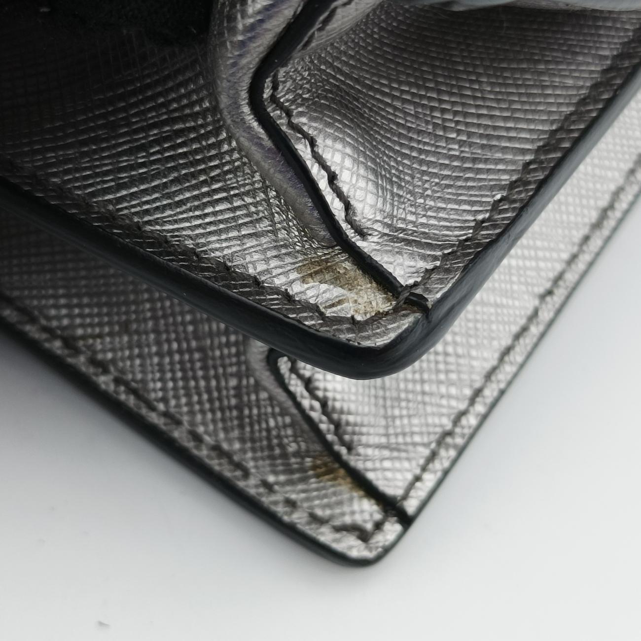 Pre-owned Prada Sound Lock Silver SAFFIANO Leather BT1037 shoulderbag | stylenewstar