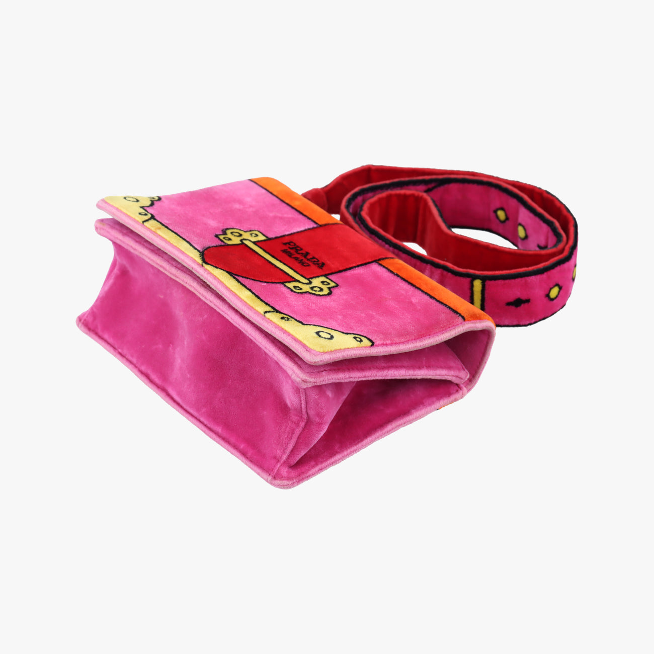 Pre-owned Prada Cahier Multicolour velour 1BD075 shoulderbag | stylenewstar