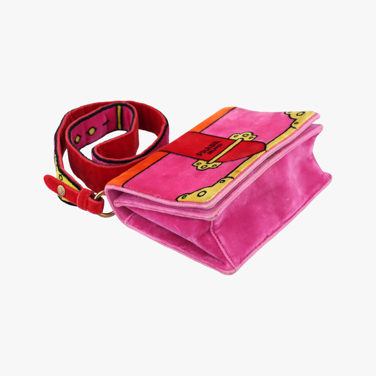 Pre-owned Prada Cahier Multicolour velour 1BD075 shoulderbag | stylenewstar