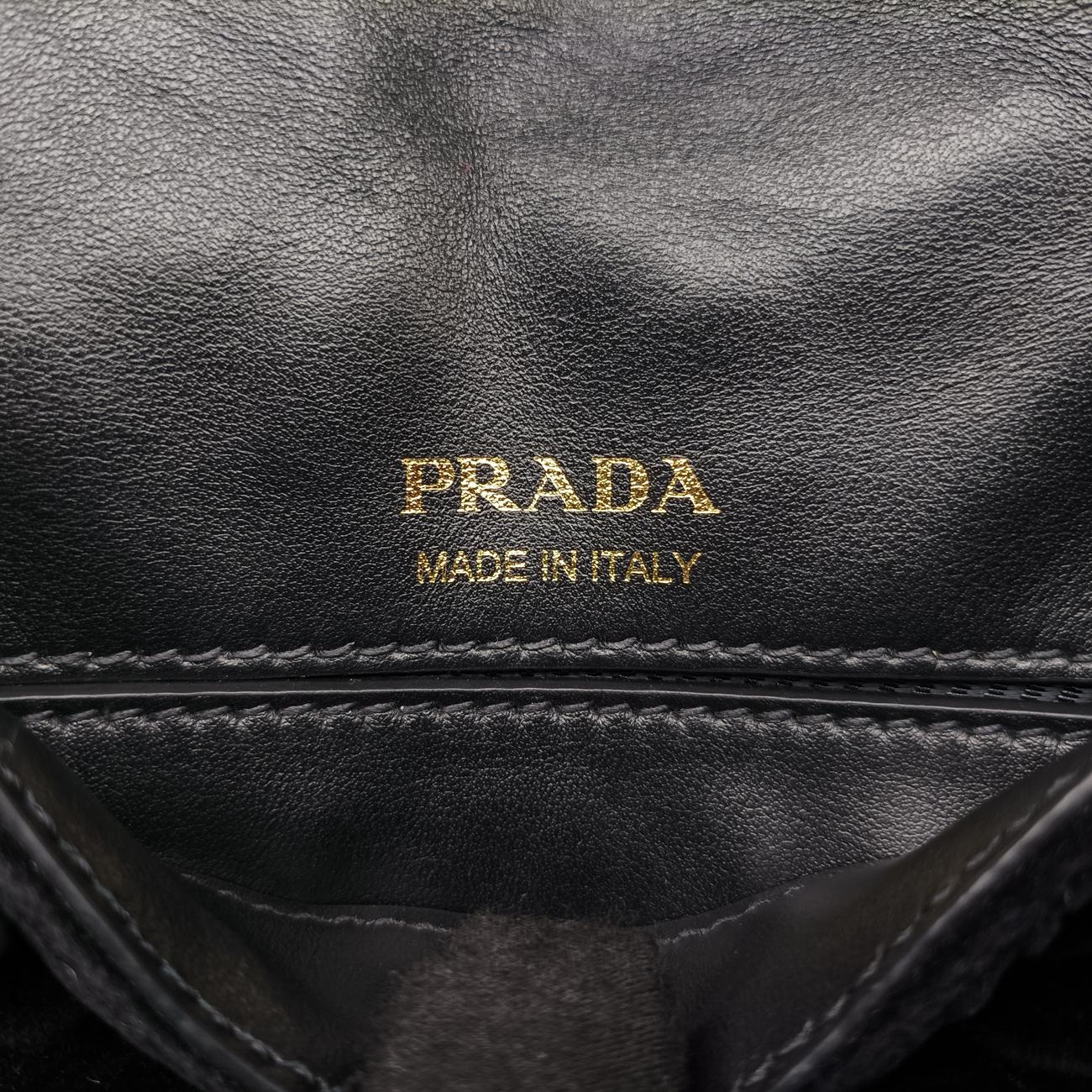 Pre-owned Prada Stitch Black Velour 1BD050 shoulderbag | stylenewstar