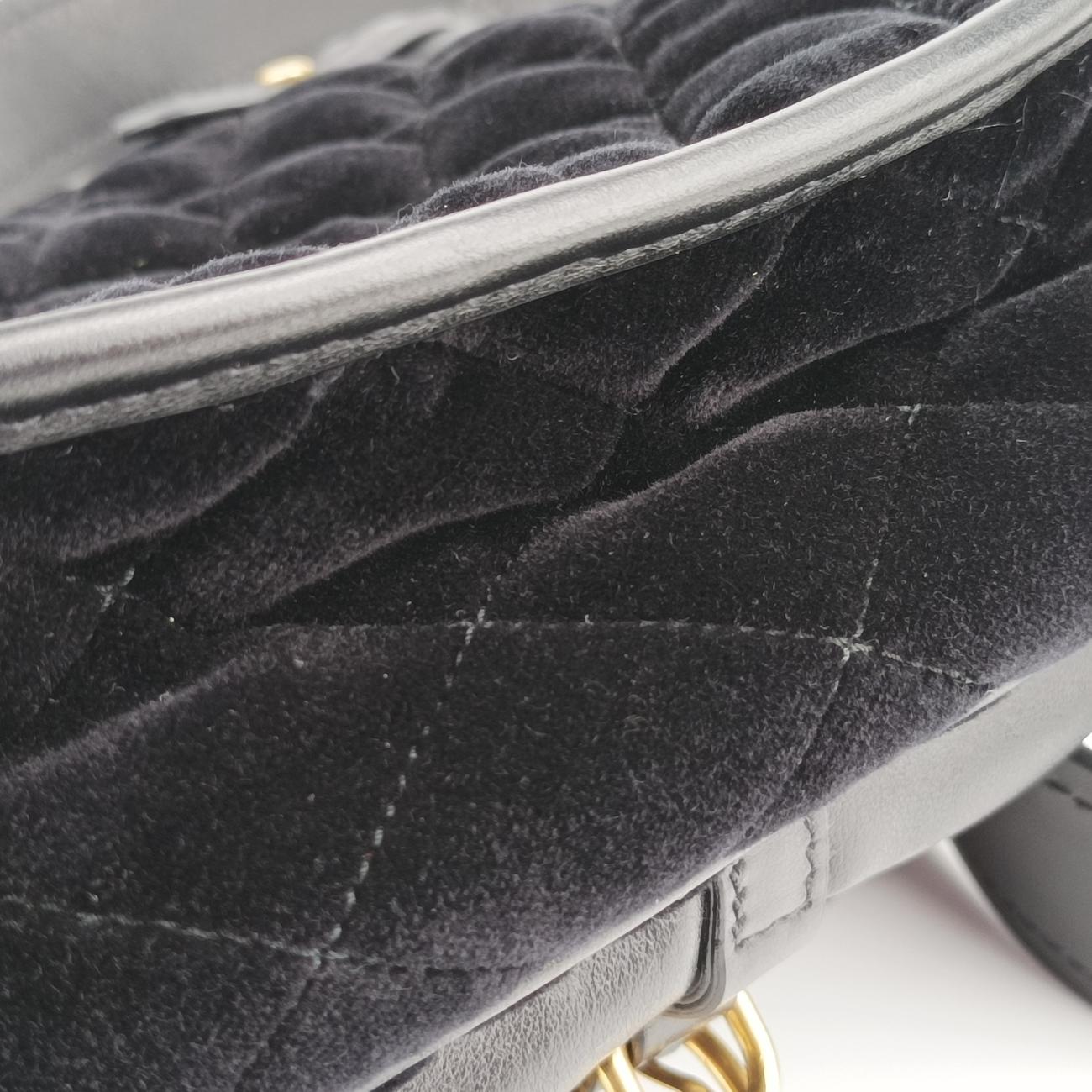 Pre-owned Prada Stitch Black Velour 1BD050 shoulderbag | stylenewstar