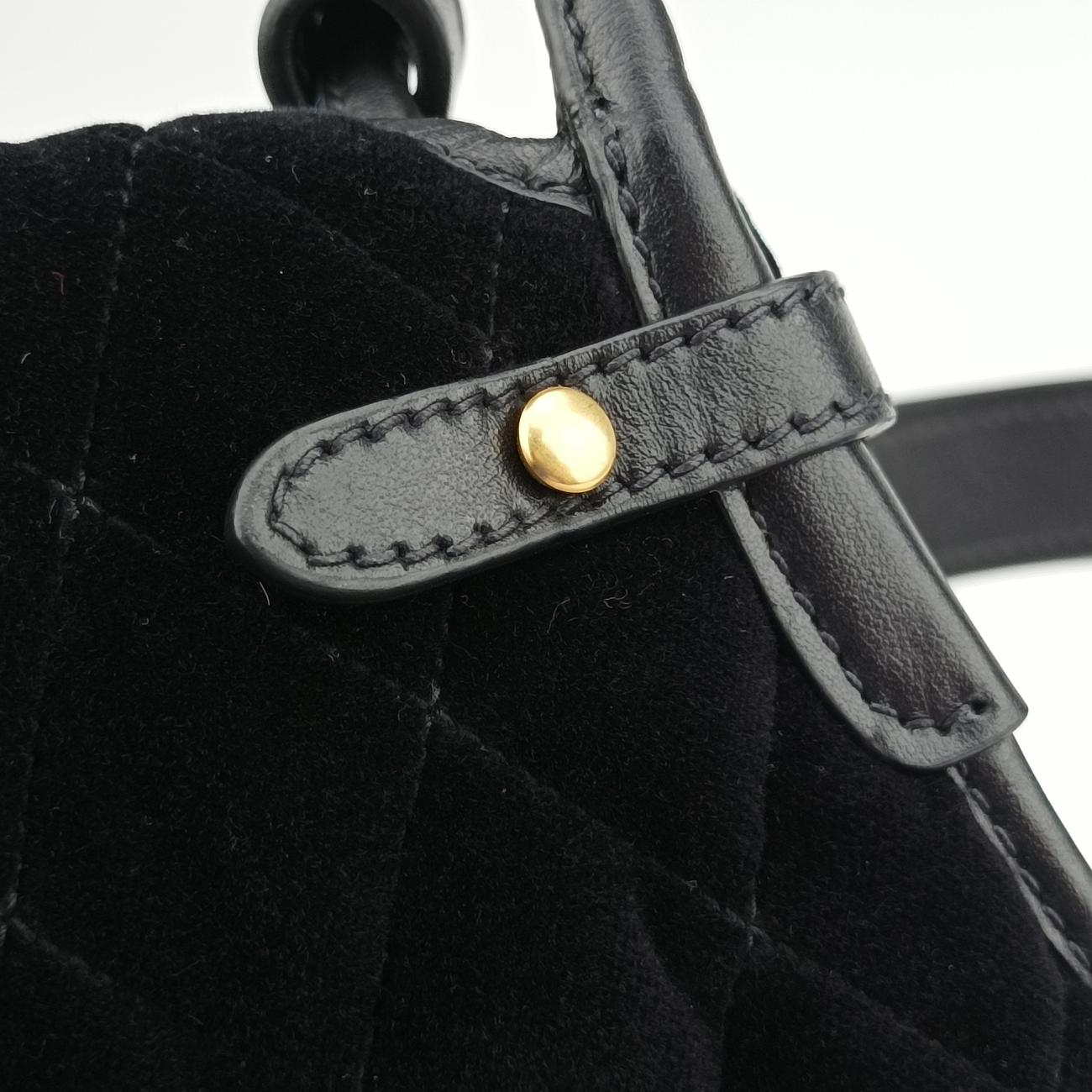 Pre-owned Prada Stitch Black Velour 1BD050 shoulderbag | stylenewstar