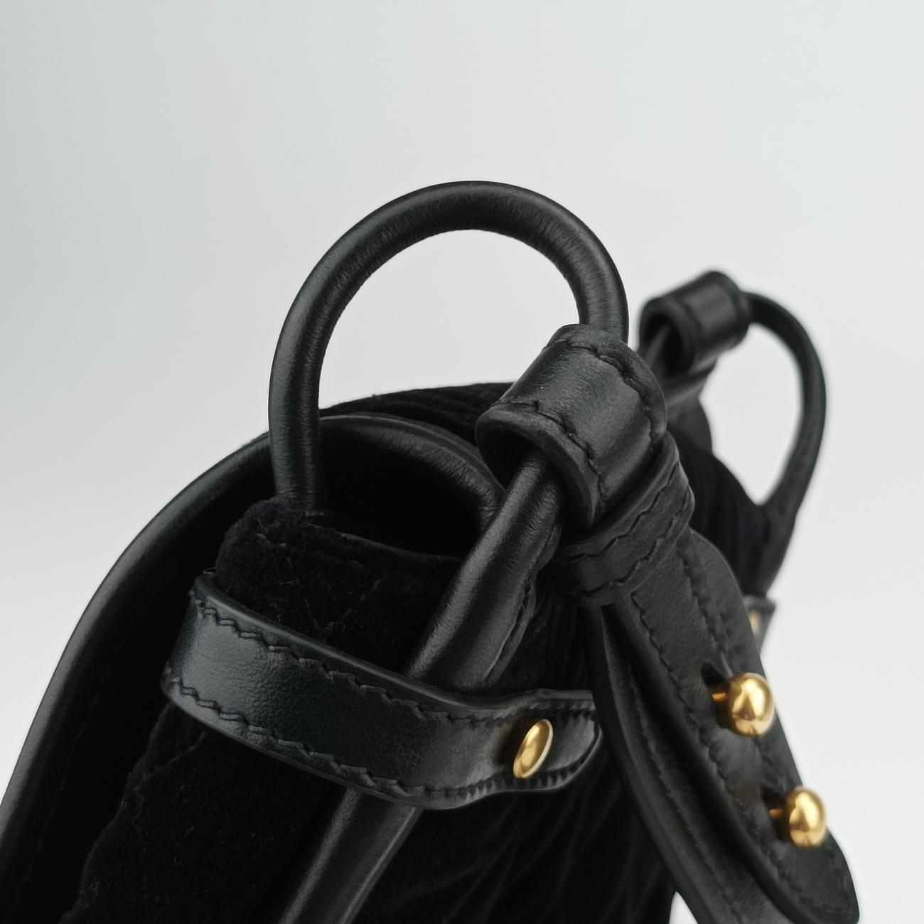 Pre-owned Prada Stitch Black Velour 1BD050 shoulderbag | stylenewstar